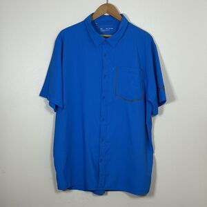 Under Armour UA Mens Button Up Shirt XXL Fitted Blue Vented Back Performance